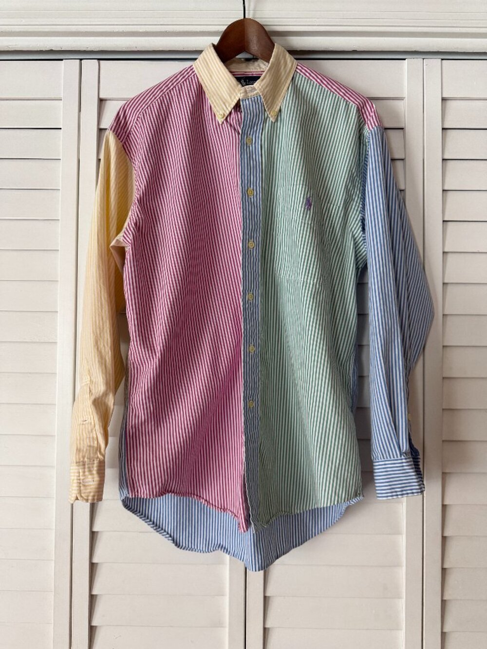 Vintage 90s Ralph Lauren Big Shirt Colorblock Fun Shirt - Size M